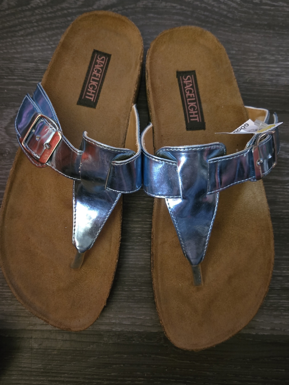 Stagelight Metallic Iridescent Thong Sandals - Blue/Silver